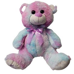 Inter-American Stuffed Bear Cotton Candy Plush Pink Blue Pastel Heart Embroidere